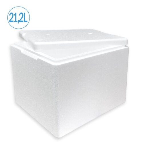 Thermobox Styrofoam box 21,2 liter cooling box shipping container for food, drinks, medication - Styrofoam made of EPS - reusable insulated box